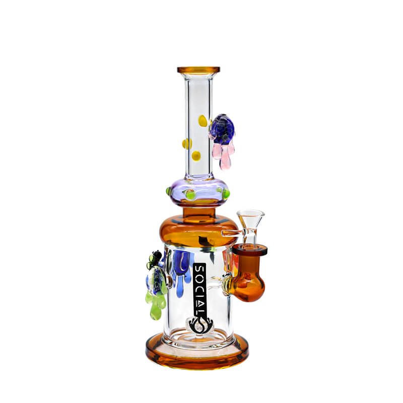 Social SPECTRE Glass on Glass Waterpipe (A698) | 11 inch | Assorted Colors