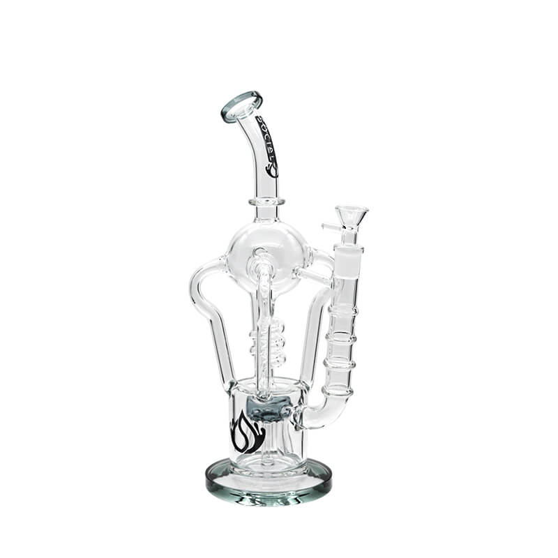 Social ORB with Middle Coil and Sprinkler Perc Recycler Waterpipe (A816) | 14 inch | Assorted Colors