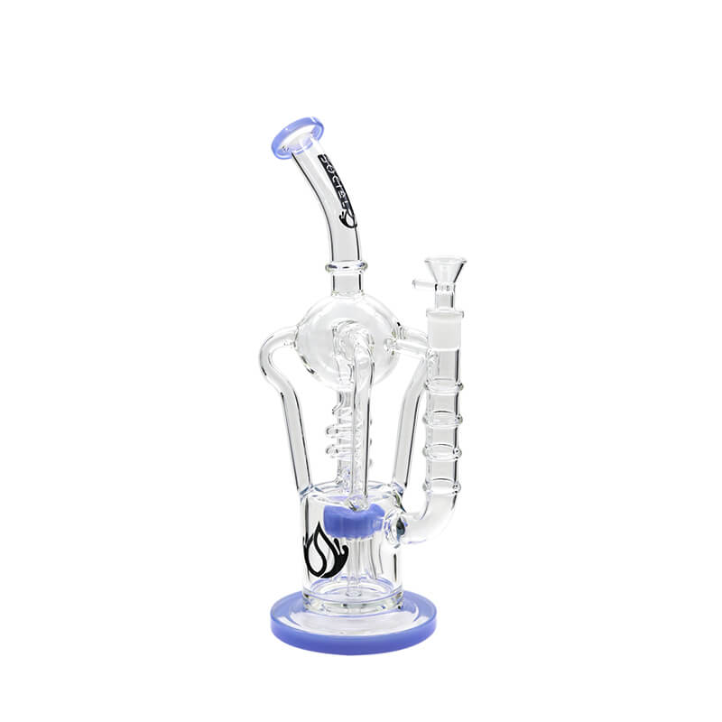 Social ORB with Middle Coil and Sprinkler Perc Recycler Waterpipe (A816) | 14 inch | Assorted Colors
