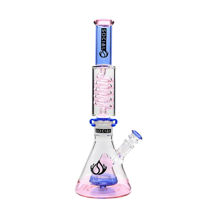 Social ADMIRAL Freezable Colored Cone Perc Beaker Waterpipe (A946) | 15 inch | Assorted Colors