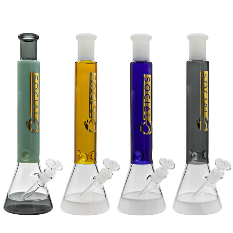 Social ATALANTA Colored Tube Beaker Waterpipe (A-18/A-10) | 15 inch | Assorted Colors