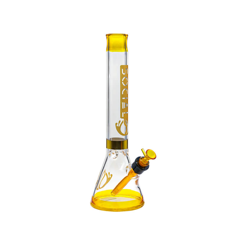 Social CASTOR Gold Foiled Beaker Waterpipe (MK-05) | 16 inch | Assorted Colors