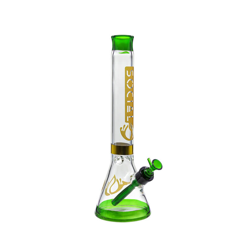 Social CASTOR Gold Foiled Beaker Waterpipe (MK-05) | 16 inch | Assorted Colors