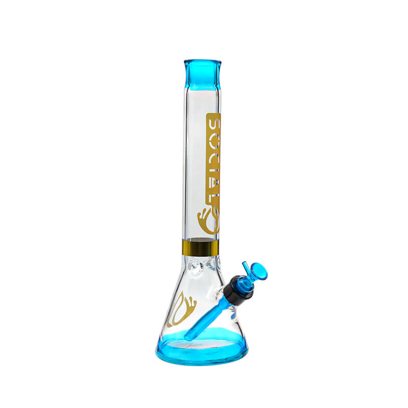Social CASTOR Gold Foiled Beaker Waterpipe (MK-05) | 16 inch | Assorted Colors