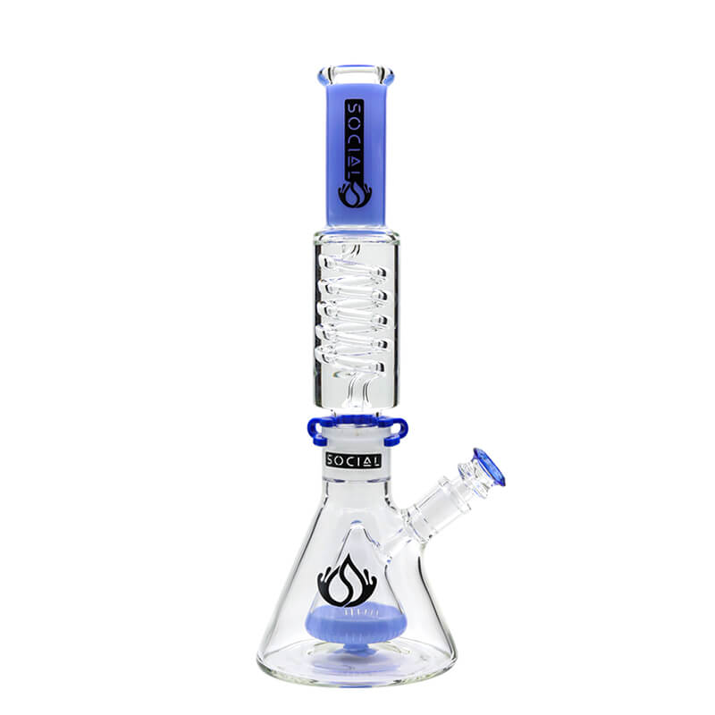 Social FURION Freezable Cone Perc Beaker Waterpipe (A944) | 15 inch | Assorted Colors