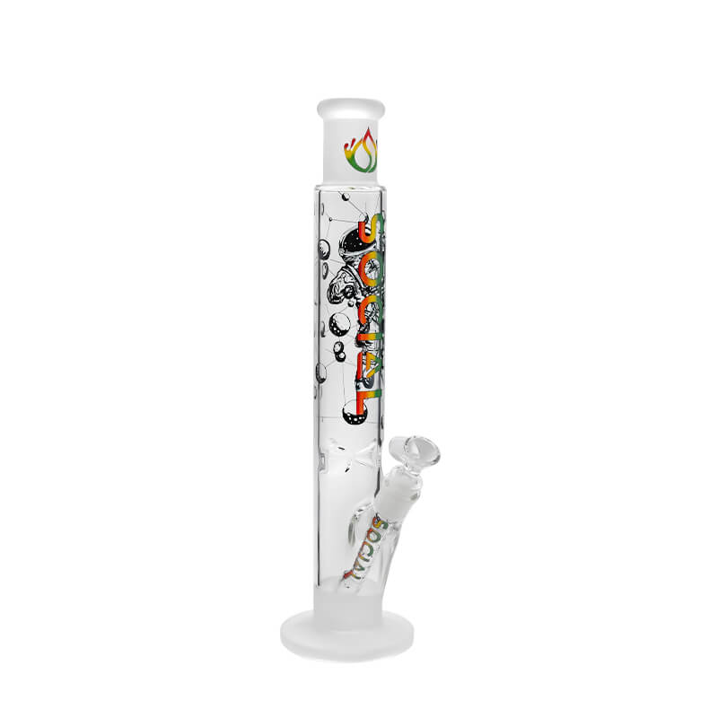 Social SPACE Frosted Printed Straight Waterpipe (A-20) | 15 inch | Assorted Colors