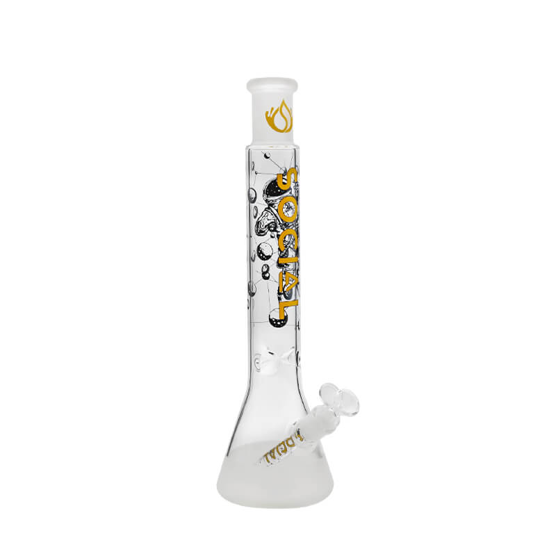 Social SPACE Frosted Printed Beaker Waterpipe (A-19) | 15 inch | Assorted Colors