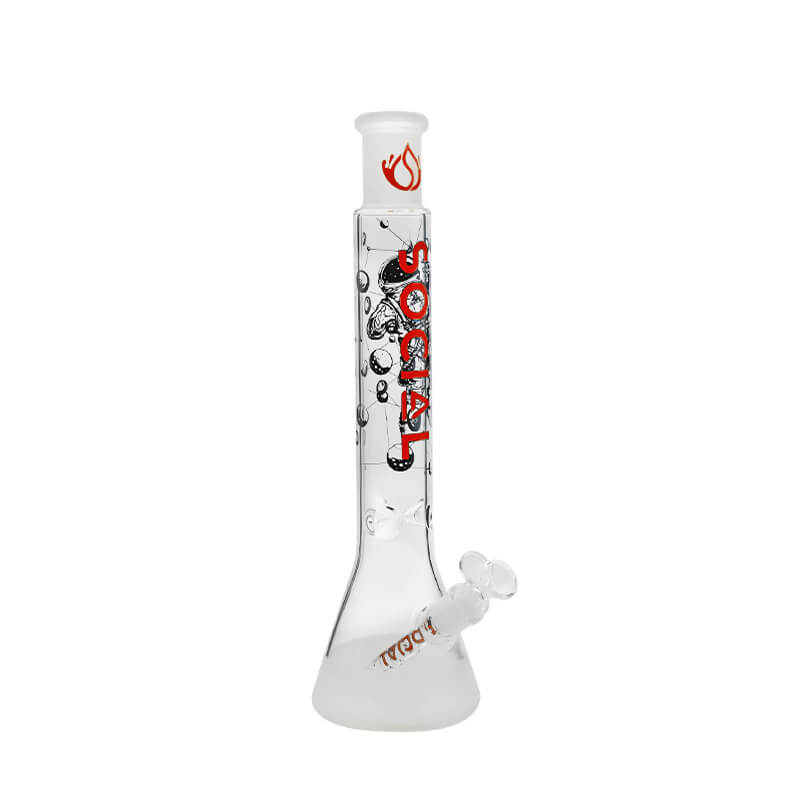Social SPACE Frosted Printed Beaker Waterpipe (A-19) | 15 inch | Assorted Colors