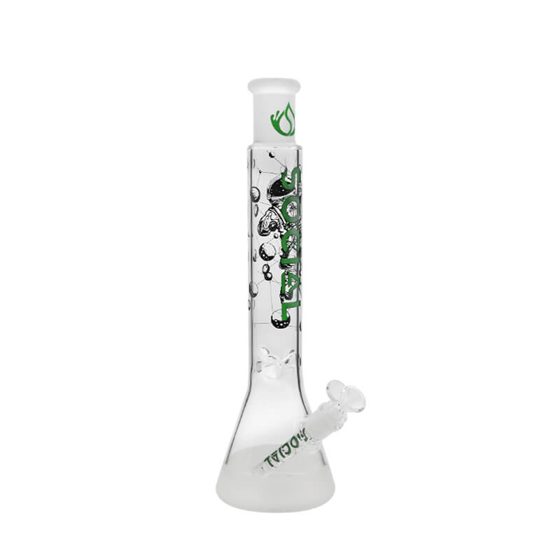 Social SPACE Frosted Printed Beaker Waterpipe (A-19) | 15 inch | Assorted Colors