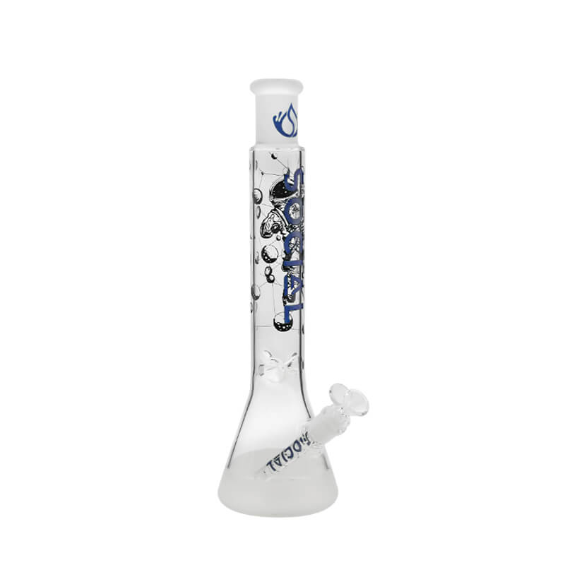 Social SPACE Frosted Printed Beaker Waterpipe (A-19) | 15 inch | Assorted Colors