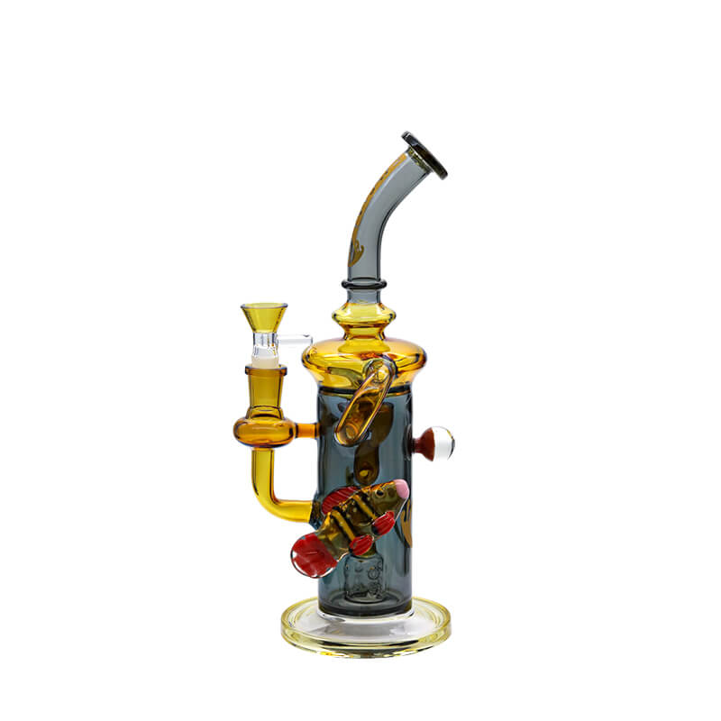 Social SCARLET Glass on Glass Recycler Waterpipe (MK-04) | 10 inch | Assorted Colors