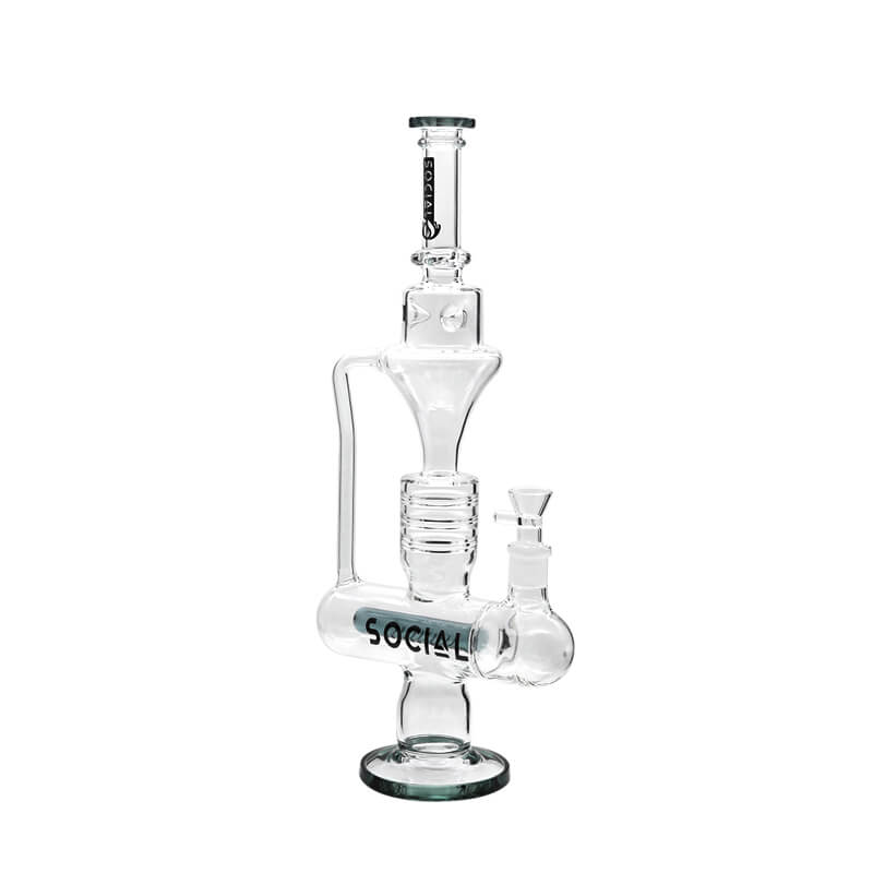 Social LYCAN Inline Perc Funnel Waterpipe (A859) | 18 inch | Assorted Colors