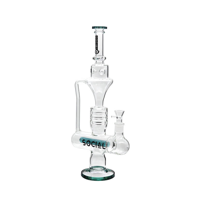 Social LYCAN Inline Perc Funnel Waterpipe (A859) | 18 inch | Assorted Colors