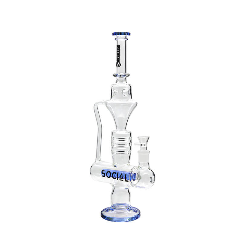 Social LYCAN Inline Perc Funnel Waterpipe (A859) | 18 inch | Assorted Colors