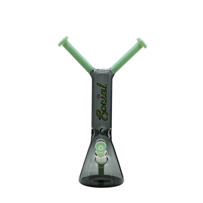 Social JAKIRO 'Twin Headed Dragon' Beaker Waterpipe (A7-11) | 14 inch | Assorted Colors