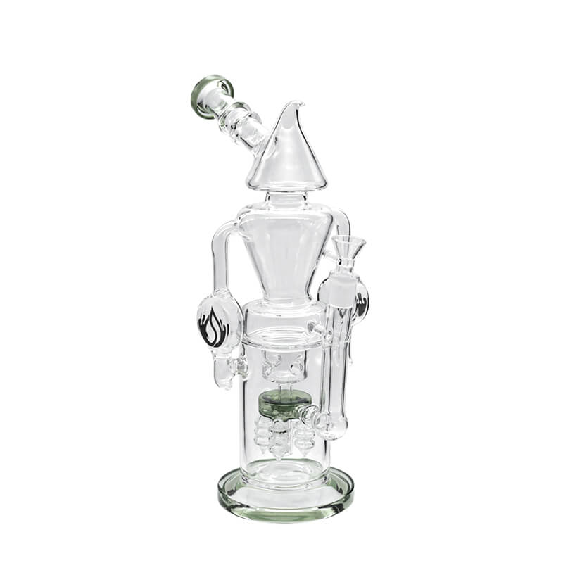 Social GYROCOPTER Pointed Top Recycler Waterpipe (A927) | 13 inch | Assorted Colors