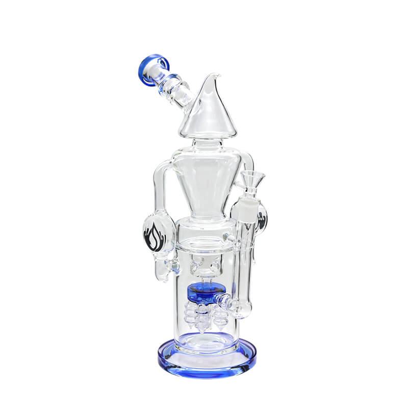 Social GYROCOPTER Pointed Top Recycler Waterpipe (A927) | 13 inch | Assorted Colors