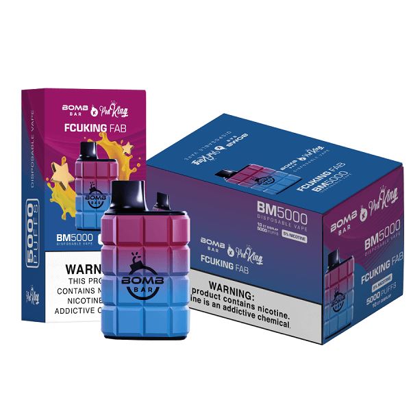 Bomb Bar X PodKing BM5000 Disposable | 5% Nicotine | 5000 Puffs | 10 Count Display  | Fcuking Fab