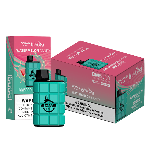 Bomb Bar X PodKing BM5000 Disposable | 5% Nicotine | 5000 Puffs | 10 Count Display | Watermelon Candy