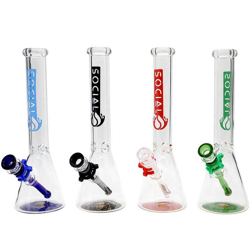 Social HESPERUS Colored Downstem Beaker Waterpipe (A866) | 12 inch | Assorted Colors