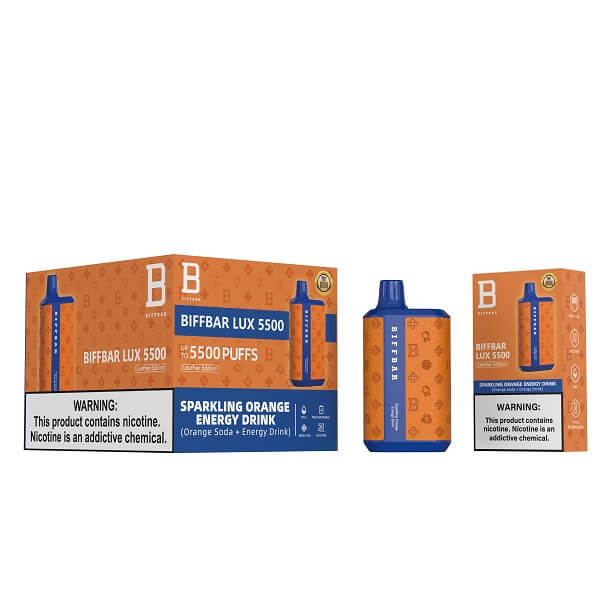 Biffbar Lux Disposable | 5500 Puffs | 10 Count Display | Sparkling Orange Energy Drink