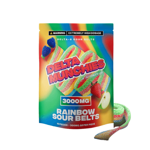Delta Munchies D8 Sour Belts | 10 Pack | 3000mg | 5 Count Display
