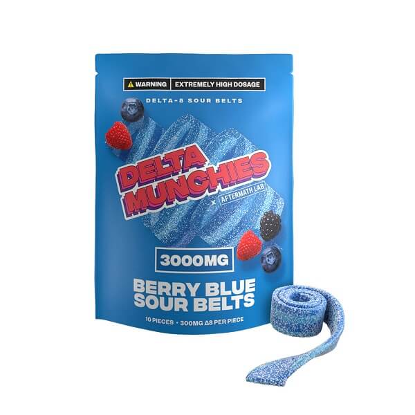 Delta Munchies D8 Sour Belts | 10 Pack | 3000mg | 5 Count Display