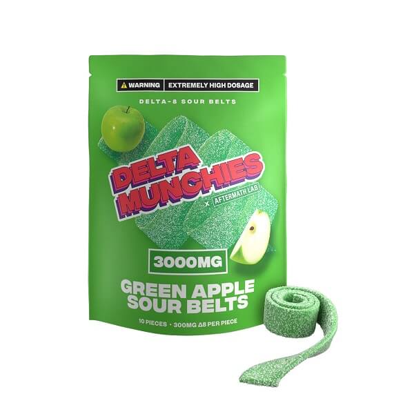 Delta Munchies D8 Sour Belts | 10 Pack | 3000mg | 5 Count Display