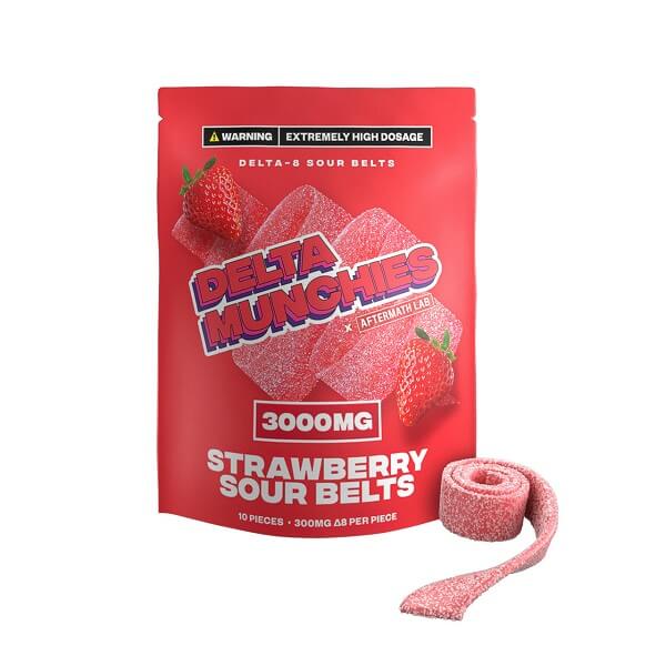 Delta Munchies D8 Sour Belts | 10 Pack | 3000mg | 5 Count Display