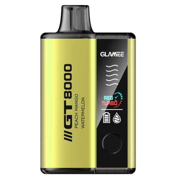 Glamee GT8000 Rechargeable Disposable | 8000 Puffs | 5% Nicotine | 5 Count Display | Peach Mango Watermelon