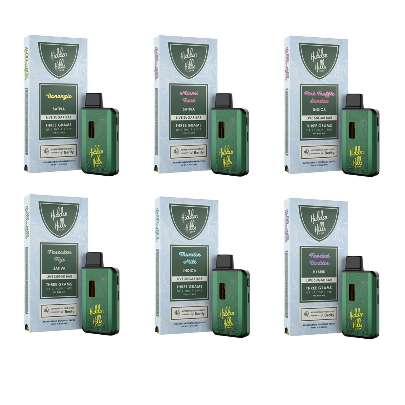 Hidden Hills Live Sugar Bar Disposable | 3 Grams | 5 Count Display