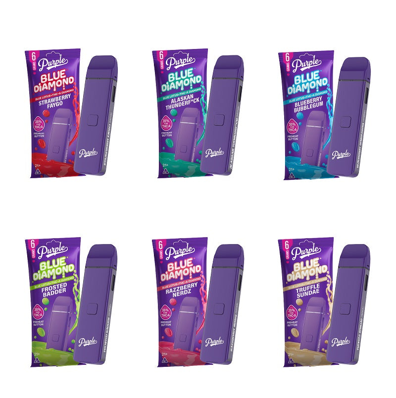 Purple Blue Diamond Disposable | THCA + Blue Lotus | 6 Grams | 5 Count Display