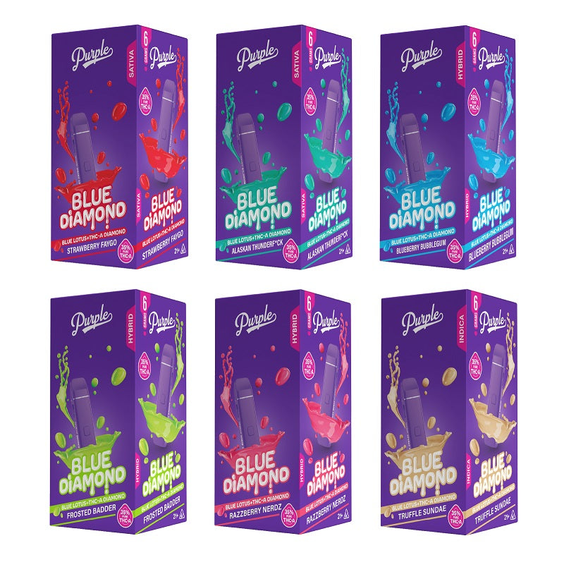 Purple Blue Diamond Disposable | THCA + Blue Lotus | 6 Grams | 5 Count Display