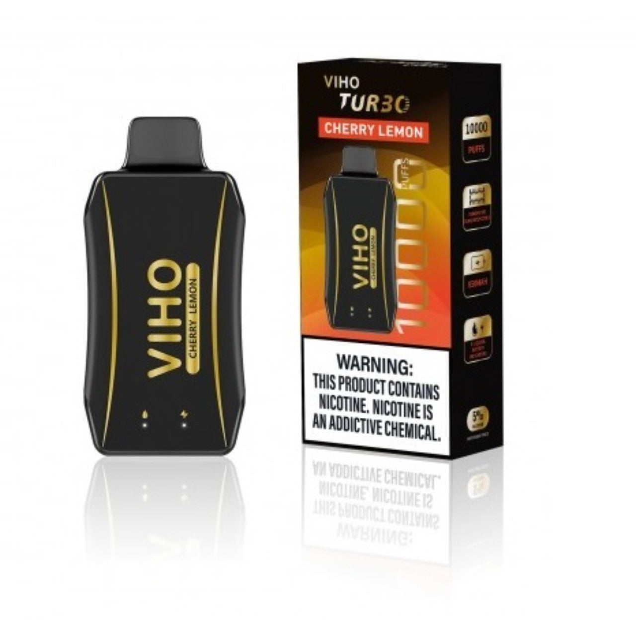 Viho Turbo Disposable | 10000 Puffs | 5% Nicotine | 5 Count Display | Cherry Lemon