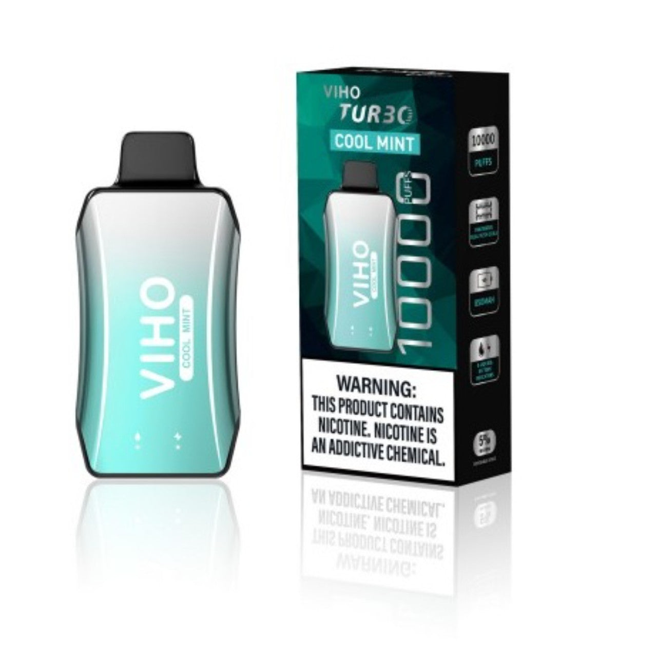 Viho Turbo Disposable | 10000 Puffs | 5% Nicotine | 5 Count Display | Cool Mint