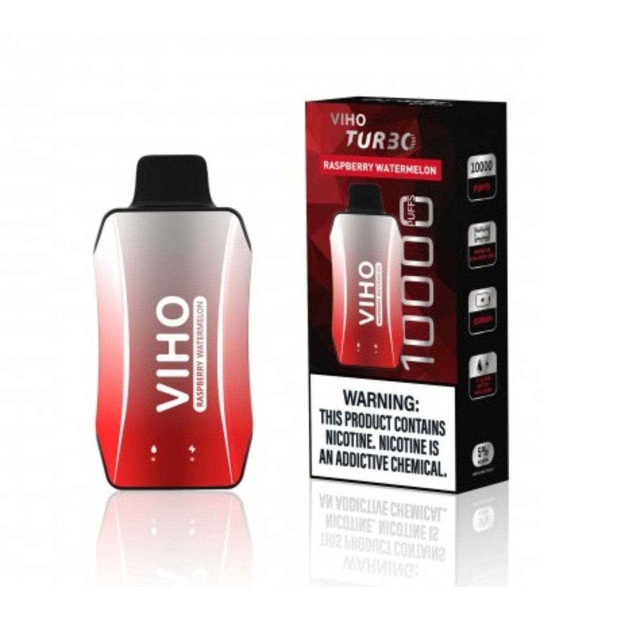 Viho Turbo Disposable | 10000 Puffs | 5% Nicotine | 5 Count Display | Raspberry Watermelon