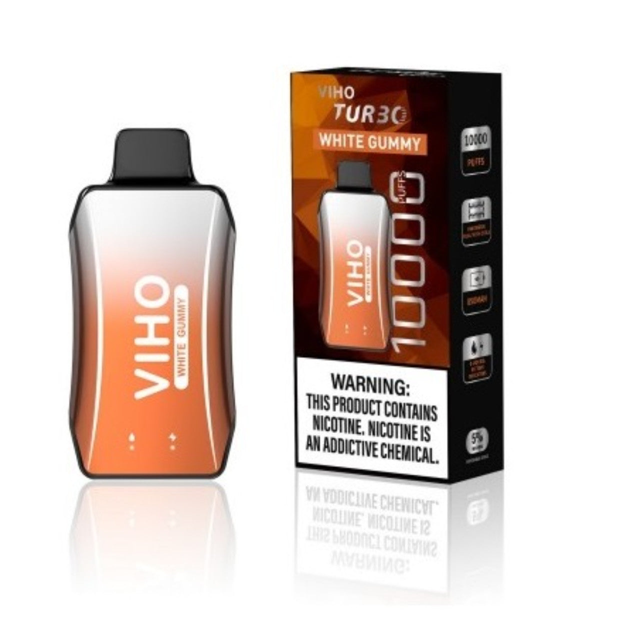 Viho Turbo Disposable | 10000 Puffs | 5% Nicotine | 5 Count Display | White Gummy
