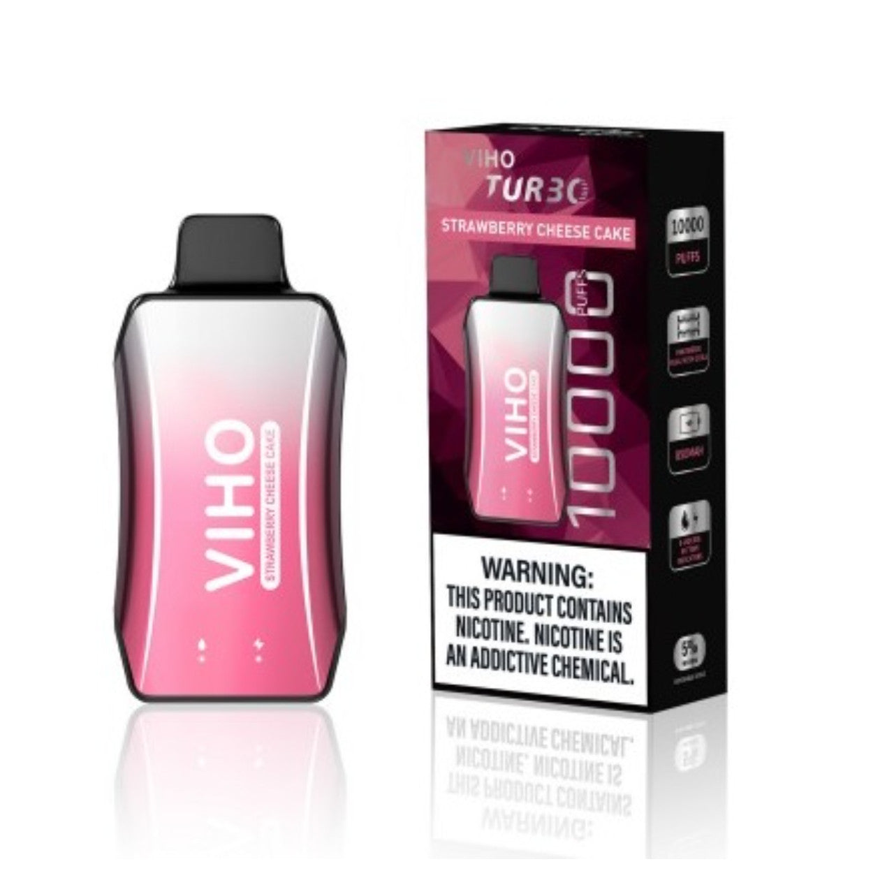 Viho Turbo Disposable | 10000 Puffs | 5% Nicotine | 5 Count Display | Strawberry Cheese Cake