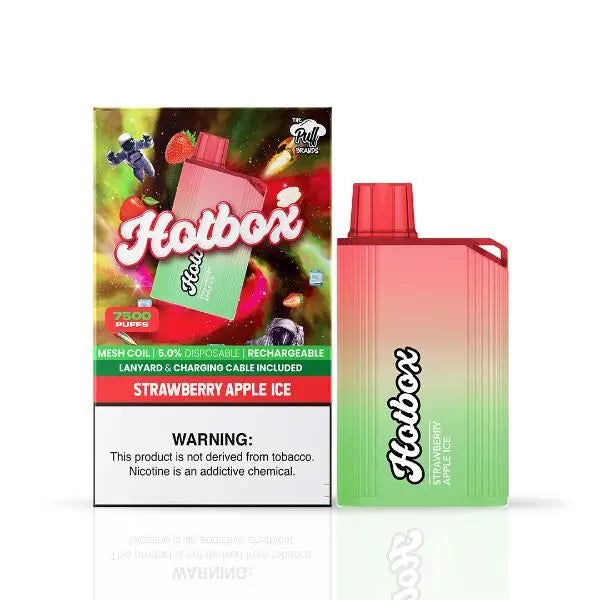 Strawberry Apple Ice Puff Hot Box 7500 Puffs Rechargeable Disposable

