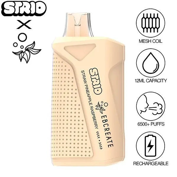 Strio Ebcreate Straw Pineapple Raspberry Flavor 6500 Puffs`